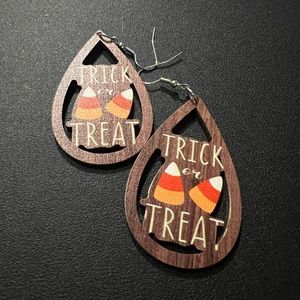 127 Halloween Trick or Treat Candy Corn Wooden Earrings